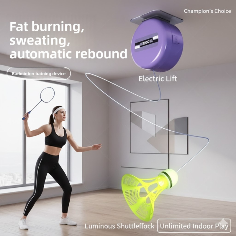 Badminton Talk - バドミントンシングルプレイ練習器具、自動リバウンド、自宅で室内でセルフプレイ、子供大人用トレーナー器具アクセサリー